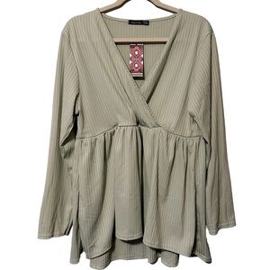BooHoo Plus Size Sage Green Dipped Back‎ Tunic Jersey Top NWT Size 20